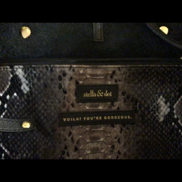 Stella & Dot Paris Market Black Leather Tote - Picture 11 of 12